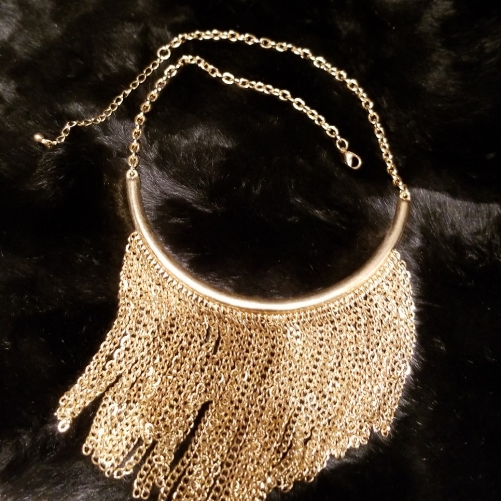 Gold waterfall chain necklace - Picture 2 of 5